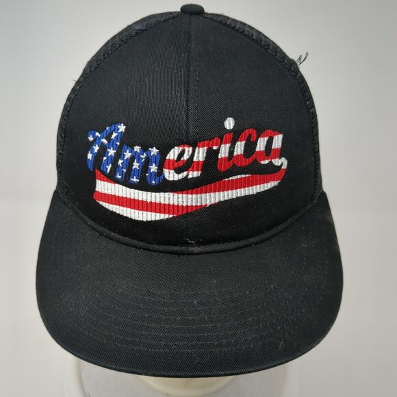 America Slideback Mesh Back Trucker Hat Black One Size Solid Pinnacle - Picture 2 of 8
